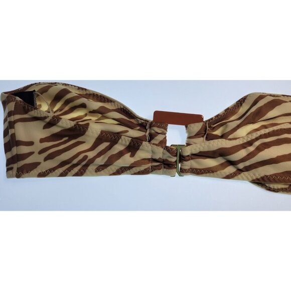 SAME Los Angeles Swim Bikiny Set Womens Acrylic 90s Color beige Brown Zebra Sz L - Picture 14 of 14